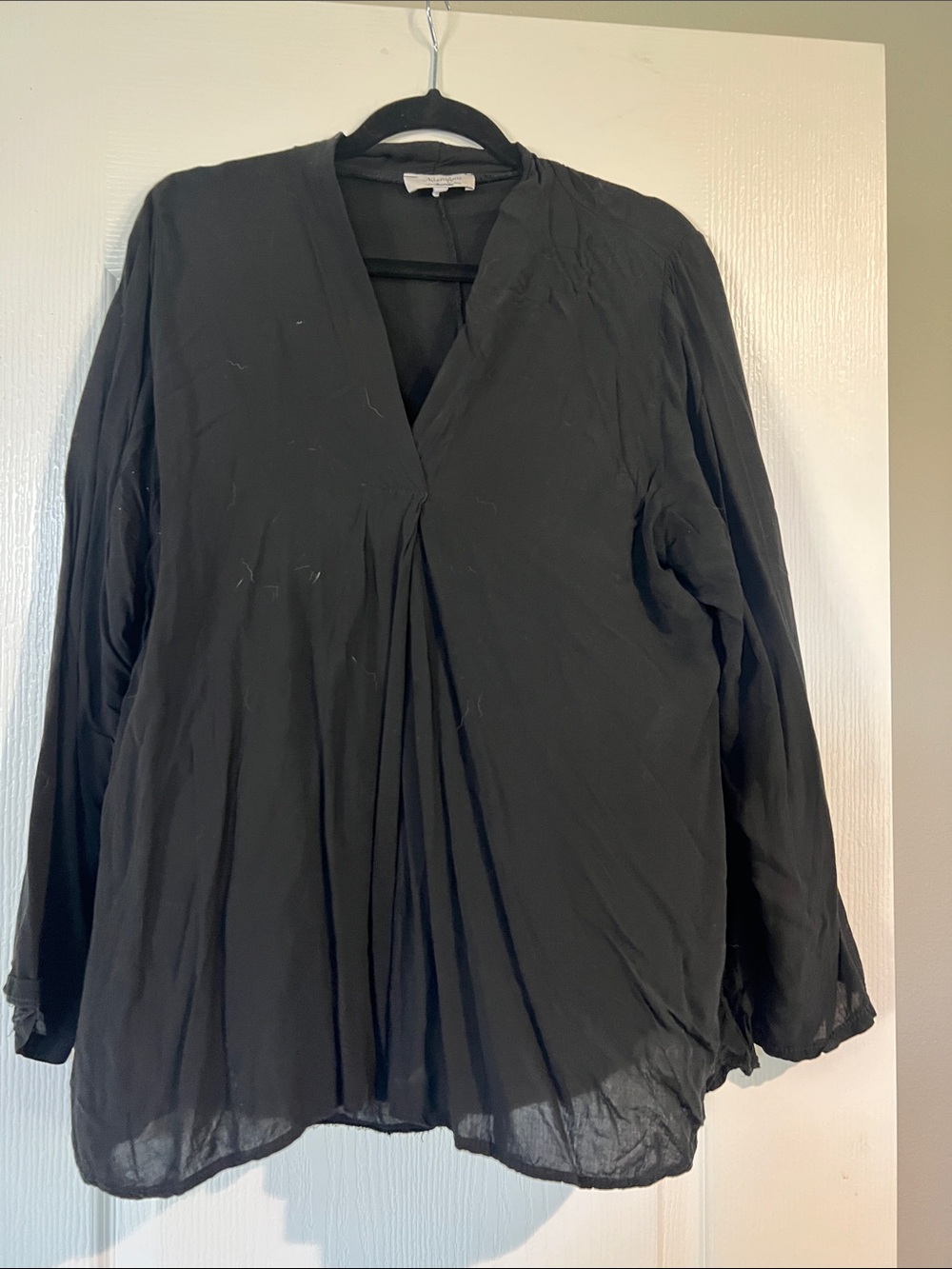 Nostalgia Black V-Neck Pleated Front Blouse